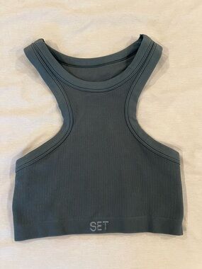 SET Active Ribbed Racerback Tank — Slate Green